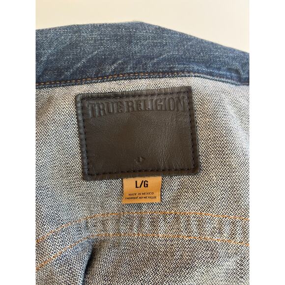 True Religion Denim Jacket Logo Mens sz L - Picture 10 of 11